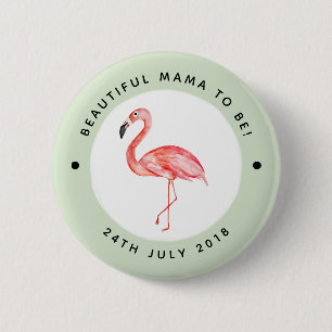 Mutter zu sein Baby Dusche Flamingo und Name Button