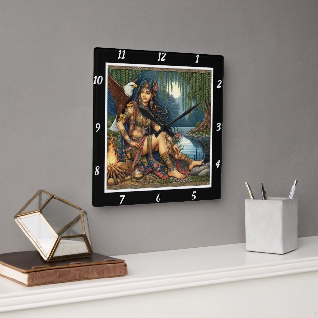 Mutterabende: Eagle's Shadow Star's Brilliance Quadratische Wanduhr (Büro)