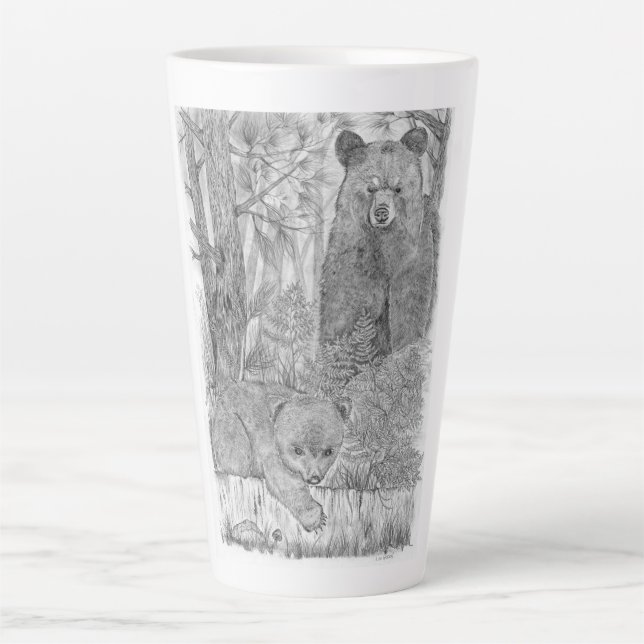 Mutterbär und Kub Latte Tasse (Vorderseite)