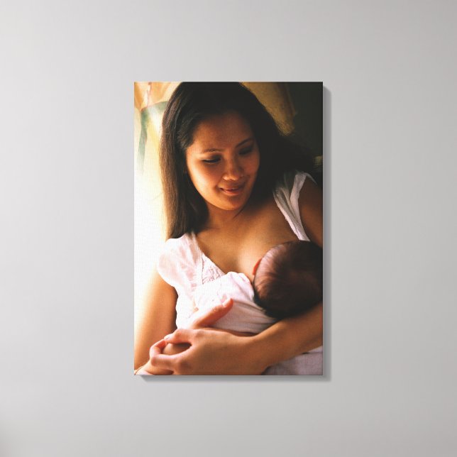Mutterbrust füttre Neugeborene Leinwanddruck (Vorderseite)