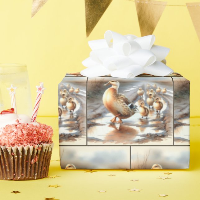 Mutterduck mit Ducklein Geschenkpapier (Geburtstagsparty)