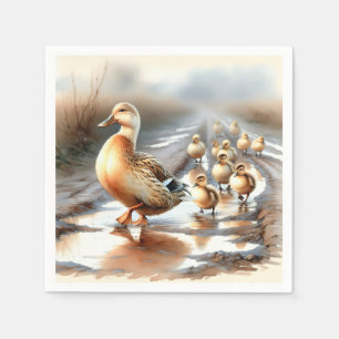 Mutterduck mit Ducklein Serviette