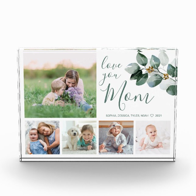 Mutterfamilie Foto Collage Wasserfarbe Eukalyptus (Vorderseite)