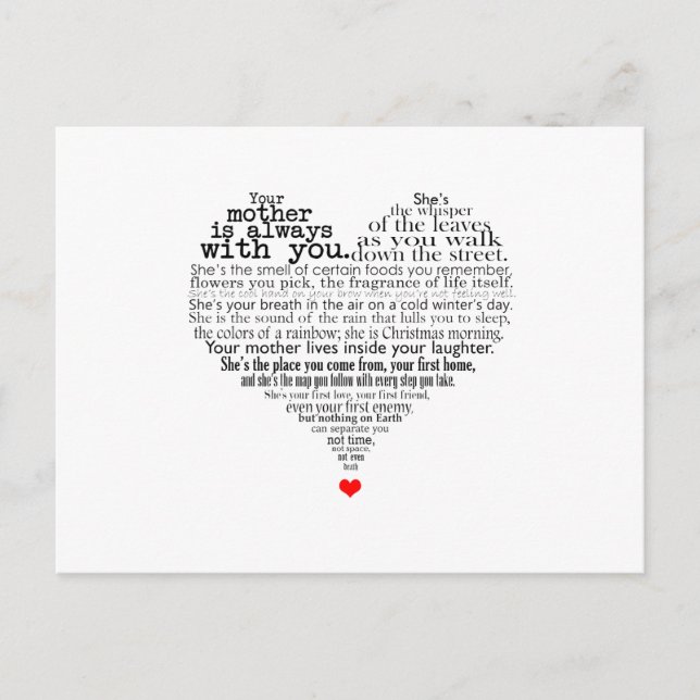 Muttergedicht Postkarte (Vorderseite)