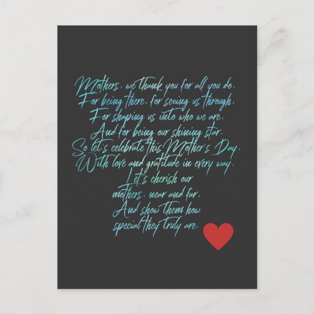 Muttergedicht und Blume Postkarte (Vorderseite)