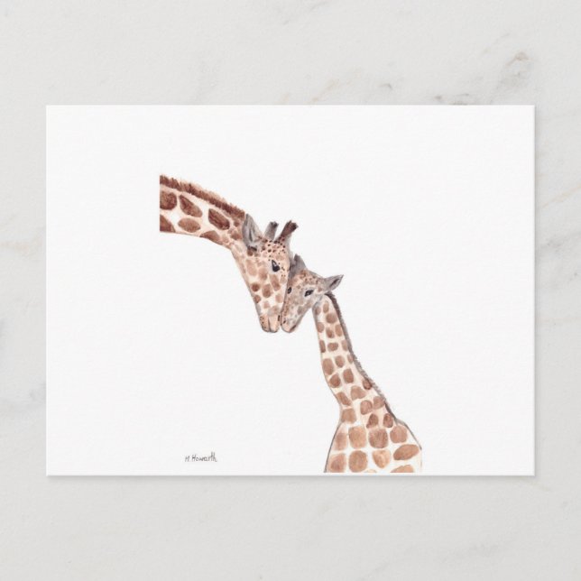 Muttergiraffe mit Baby Postkarte (Vorderseite)