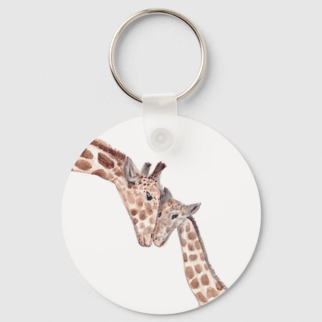 Muttergiraffe mit Safari-Wildtier niedlich Schlüsselanhänger (Vorderseite)