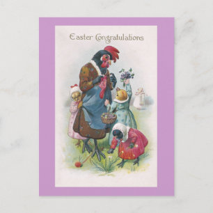 Mutterhen und Küken Vintag Ostern Feiertagspostkarte