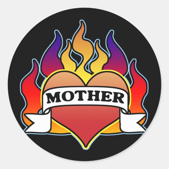 Mutterherz Tattoo Muttertagsaufkleber Runder Aufkleber (Vorderseite)