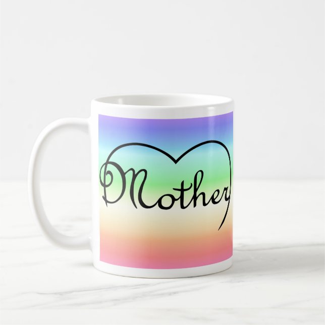 Mutterherzenregenbogen Kaffeetasse (Links)