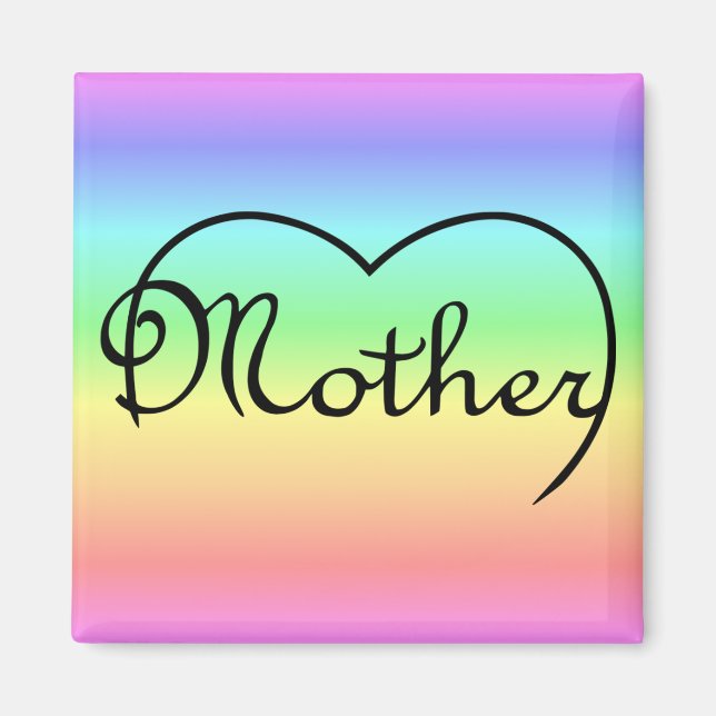 Mutterherzenregenbogen Magnet (Vorne)