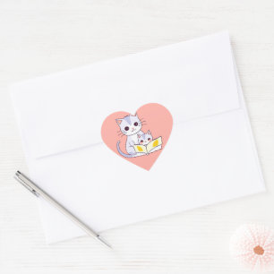 Mutterkatze, die ihren Kätzchen runden Sticker lie