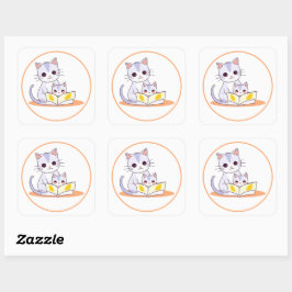 Mutterkatze, die ihren Kätzchen runden Sticker lie