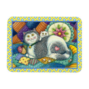 MUTTERKATZE & KÄTZCHEN, PATCHWORK-QUILTS, STEckKIS Magnet