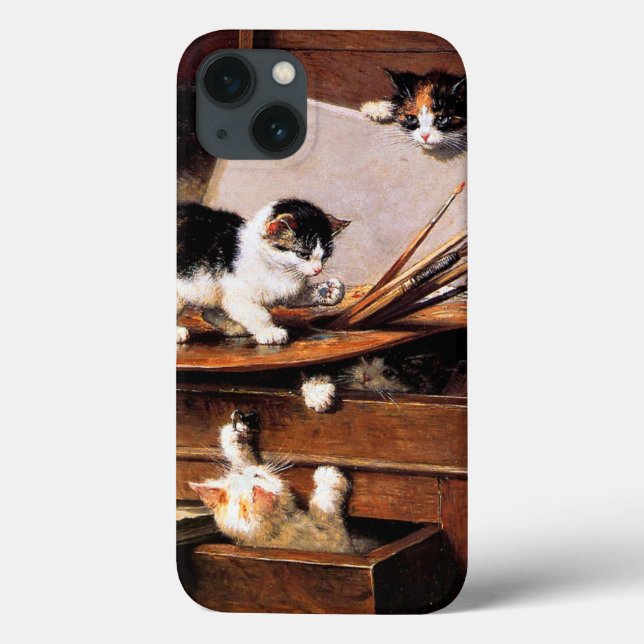 Mutterkatze und Kätzchen am Tisch Case-Mate iPhone Hülle (Rückseite)