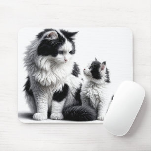 Mutterkatze und Kätzchen auf Weiß Mousepad