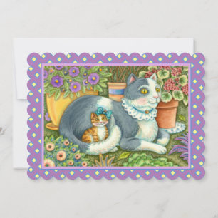 MUTTERKATZE UND KÄTZCHEN, BLUMEN, SCHLEIFEN & SPIT KARTE