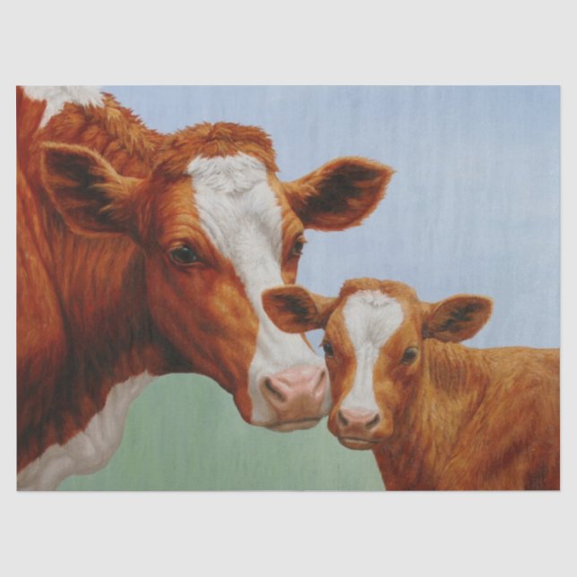 Mutterkühe und Niedliches Kalb Seidenpapier (Vorderseite)