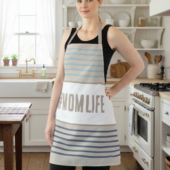 Mutterleben türkisblau und beige schürze (momlife apron)