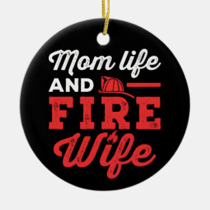 Mutterleben und Feuerwehrfrau Keramik Ornament