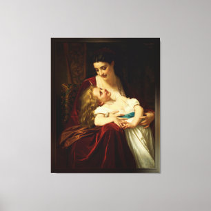 Mütterliche Zuneigung von Hugues Merle Leinwanddruck