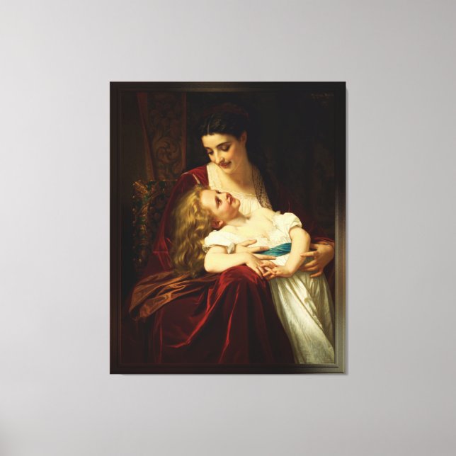Mütterliche Zuneigung von Hugues Merle Leinwanddruck (Vorderseite)