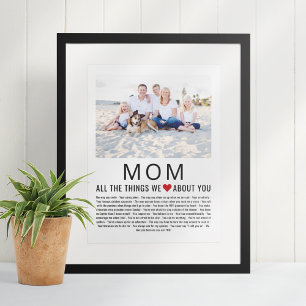 Muttermoment Dinge, die wir an dir lieben Mutterta Poster