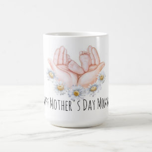 Muttermund Babyfüße Blumiger Becher Kaffeetasse