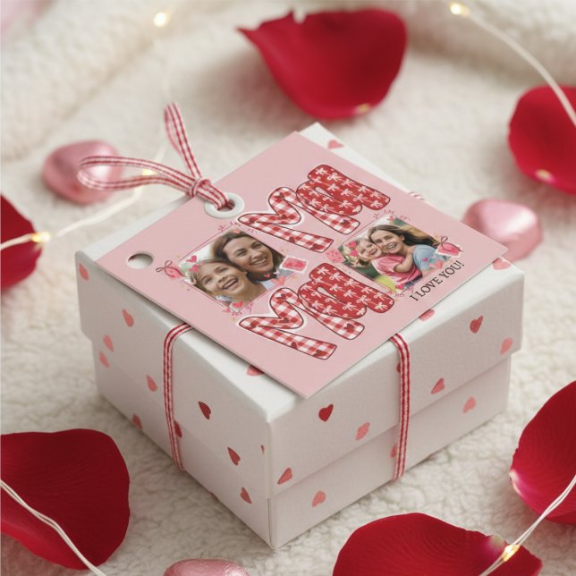 Muttern und Kind Valentinstag Rot karierte Herzen Geschenkanhänger (Von Creator hochgeladen)
