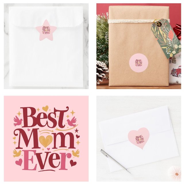 Mutterntag Beste Mutter überhaupt  Herz-Aufkleber (Mother's Day Best Mom Ever stickers)
