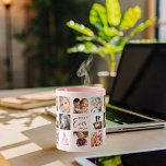 Mutterpfirsich mit rosa Foto Tasse<br><div class="desc">Ein Geschenk für Ihre Mutter, die ihr Leben mit einer Collage von 14 Fotos feiert. Schwarzer Text: Beste Mama je. Personalisieren und nutzen Sie Ihre eigenen Fotos von ihr, Kindern, Ehemann, Haustieren, Freunden. Eleganter rosa, pfirsichfarbener Hintergrund. Perfekt als Muttertagsgeschenk, zum Geburtstag und zu Weihnachten.</div>