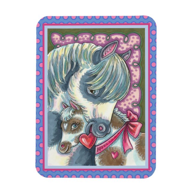 MUTTERPONY & VALENTINE FILLY, NIEDLICH PFERD MAGNET (Vertikal)