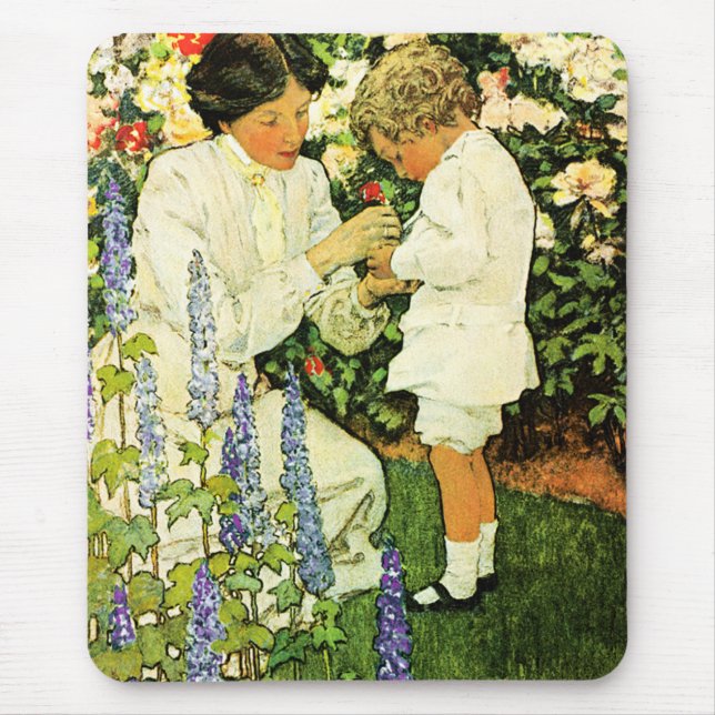 Mutterschaft. Muttertag Vintages Kunstgeschenk Mousepad (Vorne)