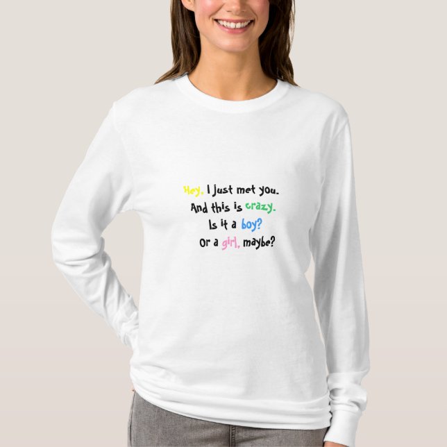 MutterschaftsT-Shirt für Babygeschlecht decken auf T-Shirt (Vorderseite)