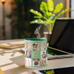 Muttersprache Foto Salbei grün Tasse<br><div class="desc">Ein Geschenk für Ihre Mutter, die ihr Leben mit einer Collage von 14 Fotos feiert. Weißer Text: Beste Mama je. Personalisieren und nutzen Sie Ihre eigenen Fotos von ihr, Kindern, Ehemann, Haustieren, Freunden. Weiche grünen Hintergrund. Perfekt als Muttertagsgeschenk, zum Geburtstag und zu Weihnachten.</div>