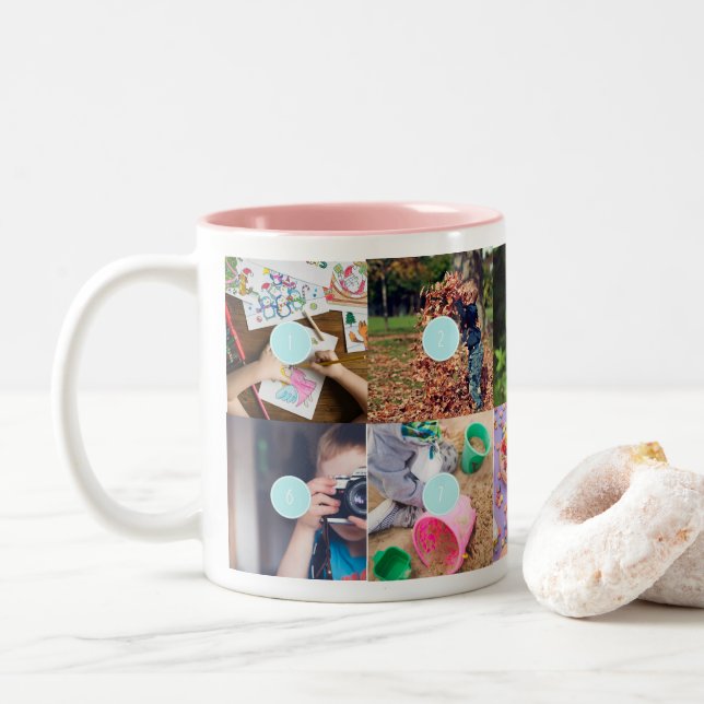 Muttertag 10 Fotos Collage Tasse (Mit Donut)
