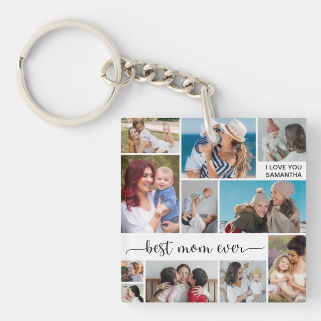 Muttertag 11 FotoCollage Beste Mama je Schlüsselanhänger (Vorderseite)