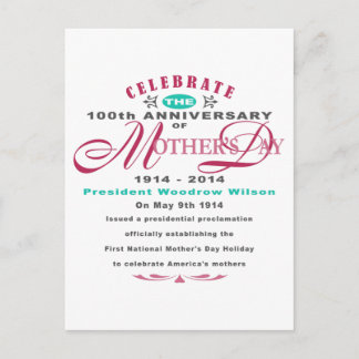 Muttertag 2014 - 100 Jahre Feier Einladungspostkarte