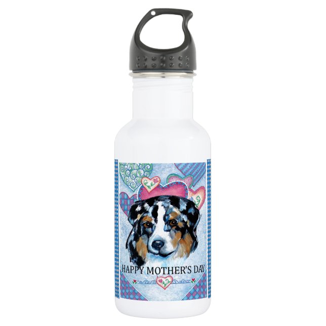 MUTTERTAG AUSTRALIAN SHEPHERD EDELSTAHLFLASCHE (Vorderseite)