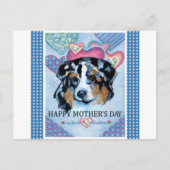 MUTTERTAG AUSTRALIAN SHEPHERD POSTKARTE (Vorderseite)