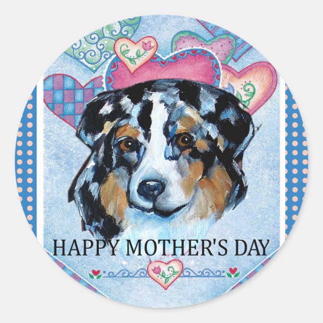 MUTTERTAG AUSTRALIAN SHEPHERD RUNDER AUFKLEBER (Vorderseite)