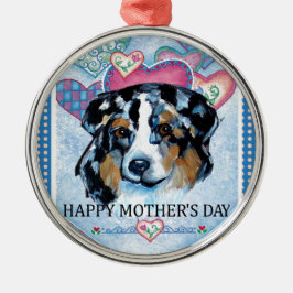 MUTTERTAG AUSTRALIAN SHEPHERD SILBERNES ORNAMENT