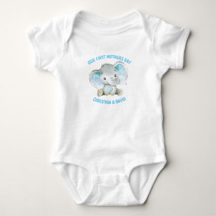 Muttertag Baby Boy Blue Elephant Jungle Strampler