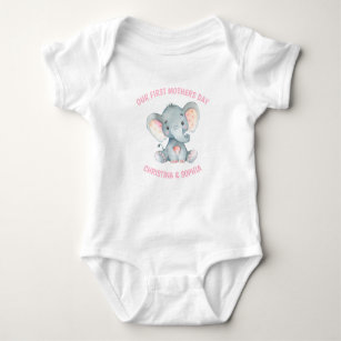 Muttertag Baby Mädchen Elefantin Rosa Baby Strampler