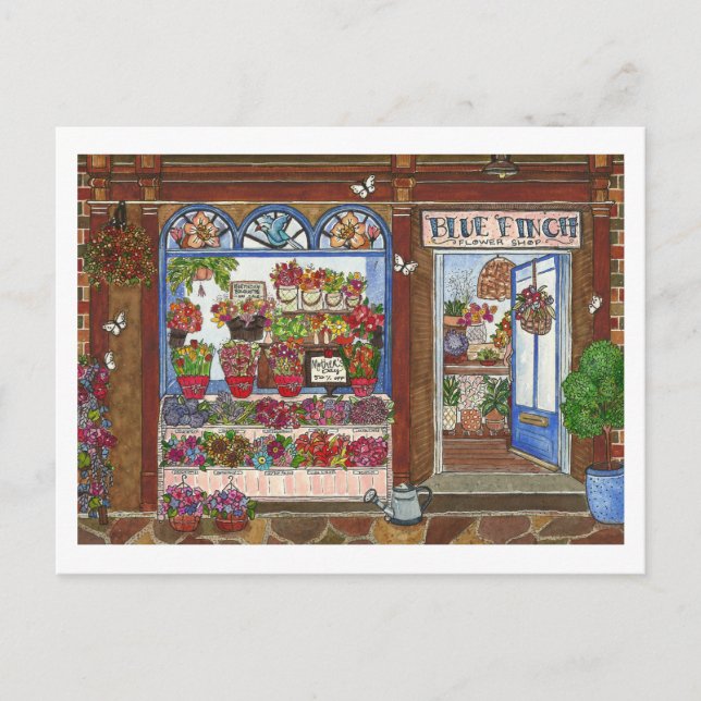 Muttertag-Blumenladen-Aquarell Postkarte (Vorderseite)
