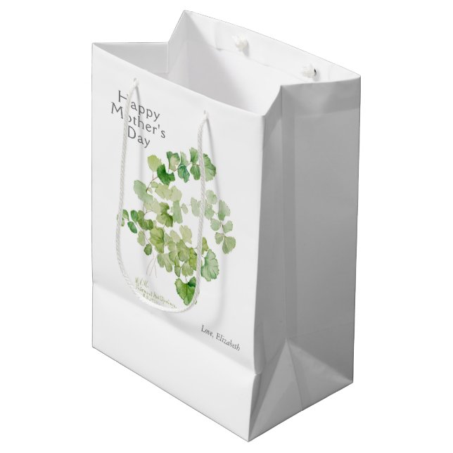 Muttertag Botanische Wasserfarbe Mittlere Geschenktüte (Vorderseite Schrägansicht)