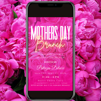 Muttertag Brunch Neon Rosa Einladung