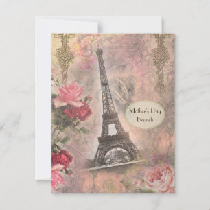 Muttertag Brunch Shabby Chic Eiffelturm Einladung