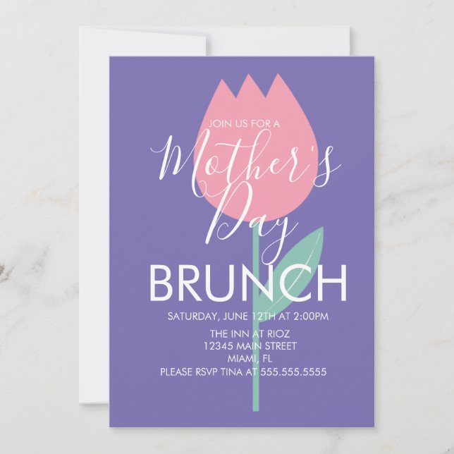 Muttertag Brunch Tulip Floral Einladung (Vorderseite)