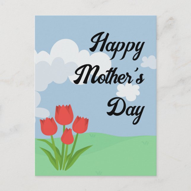Muttertag Cartoon Tulpe bunt Postkarte (Vorderseite)